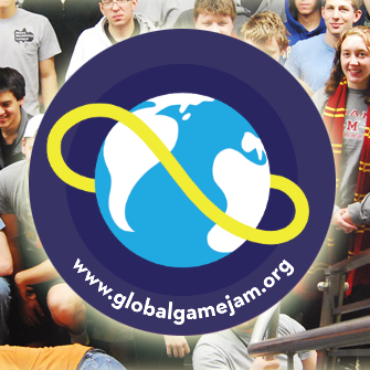 The Global Game Jam logo is superimposed over a group of past Miami participants