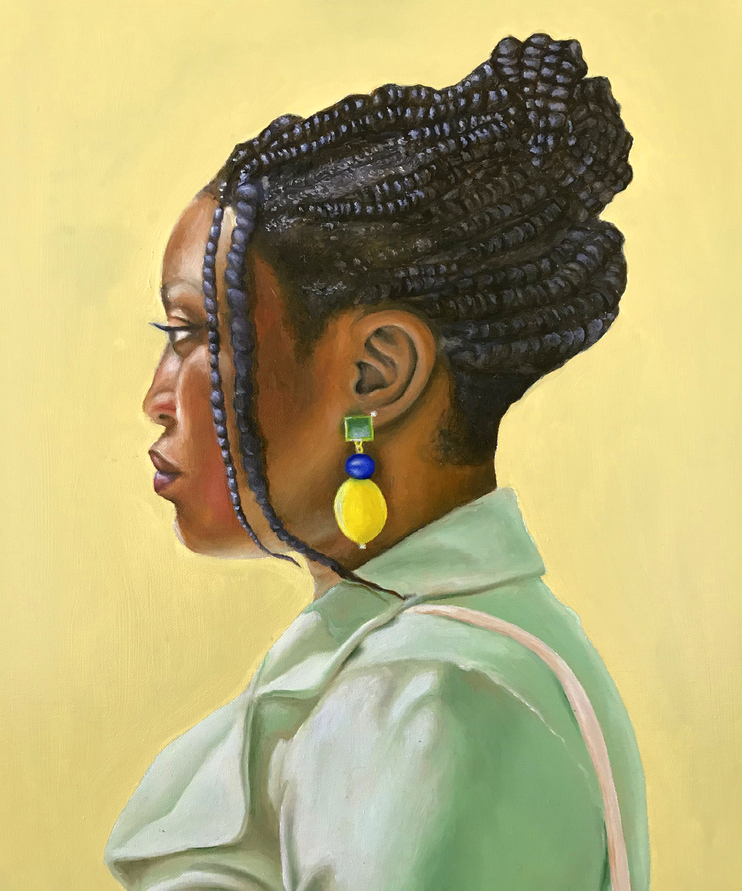 painted portrait of profile of strong confident woman