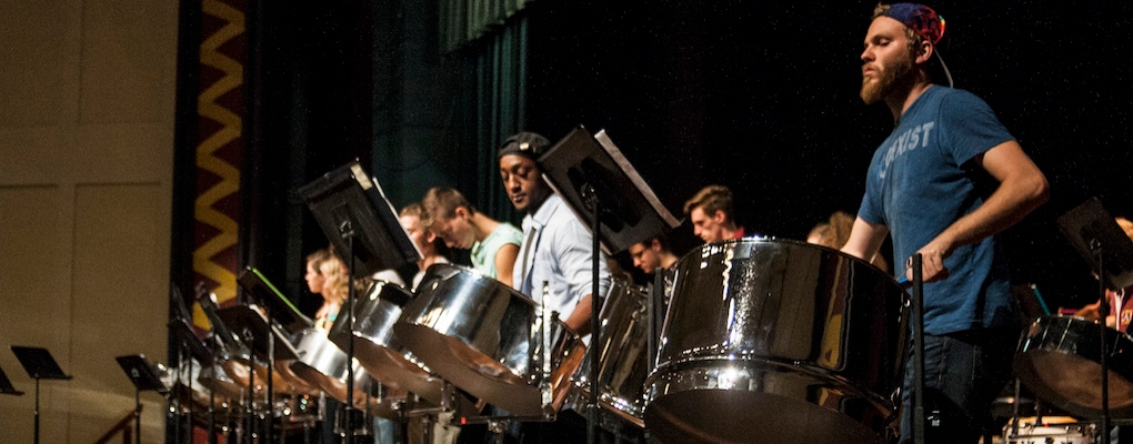  Front row of performers at Steel Band concert, Hall Auditorium