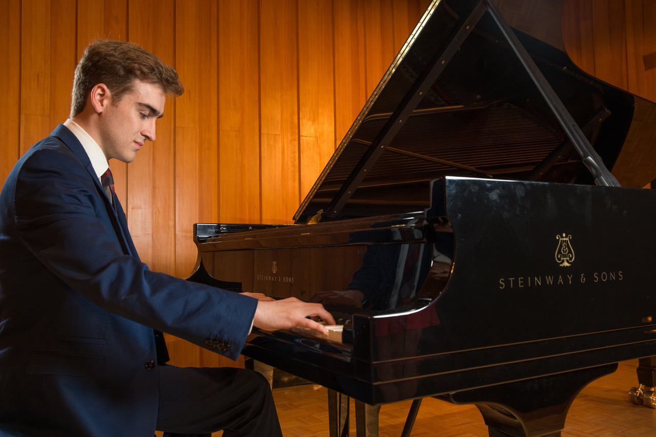 Nathan Rayens plays a Steinway grand in Souers Recital Hall