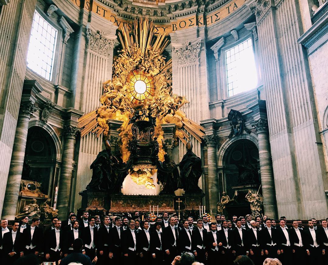 Glee Club takes bows after a concert cathedral in Rome