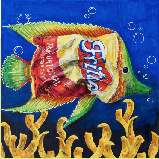 Frito Fish Drawing by Madeleine Heinlin