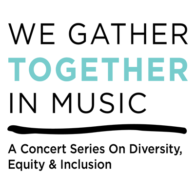 We Gather Together in Music Title as graphic in black and teal