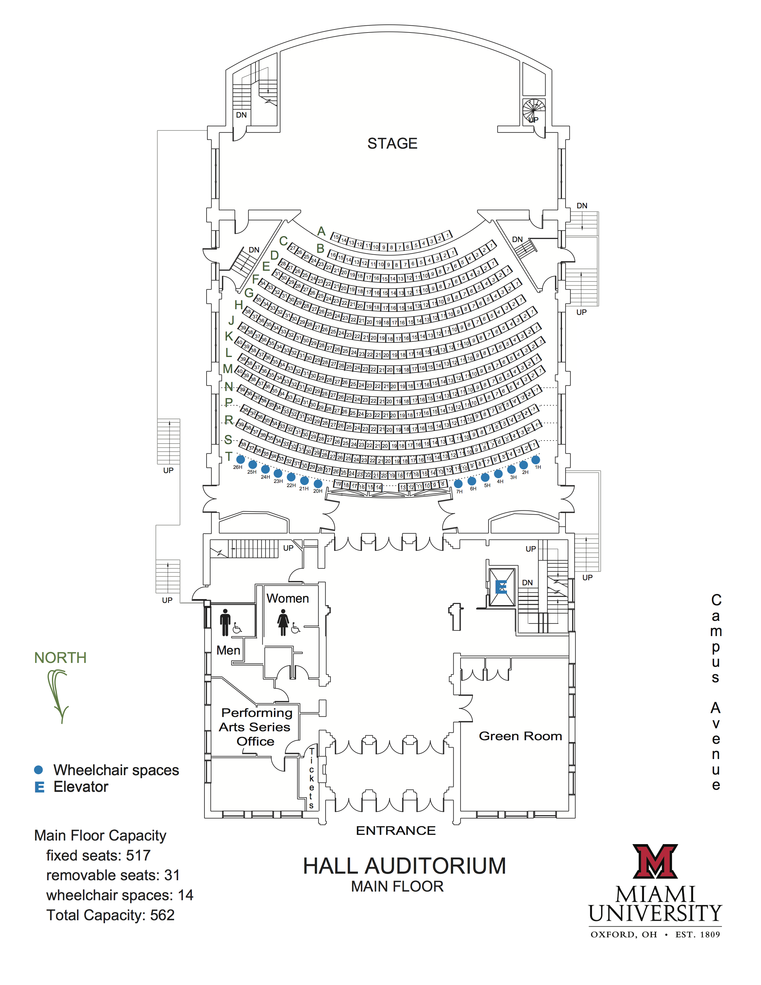 Hall main floor seating chart