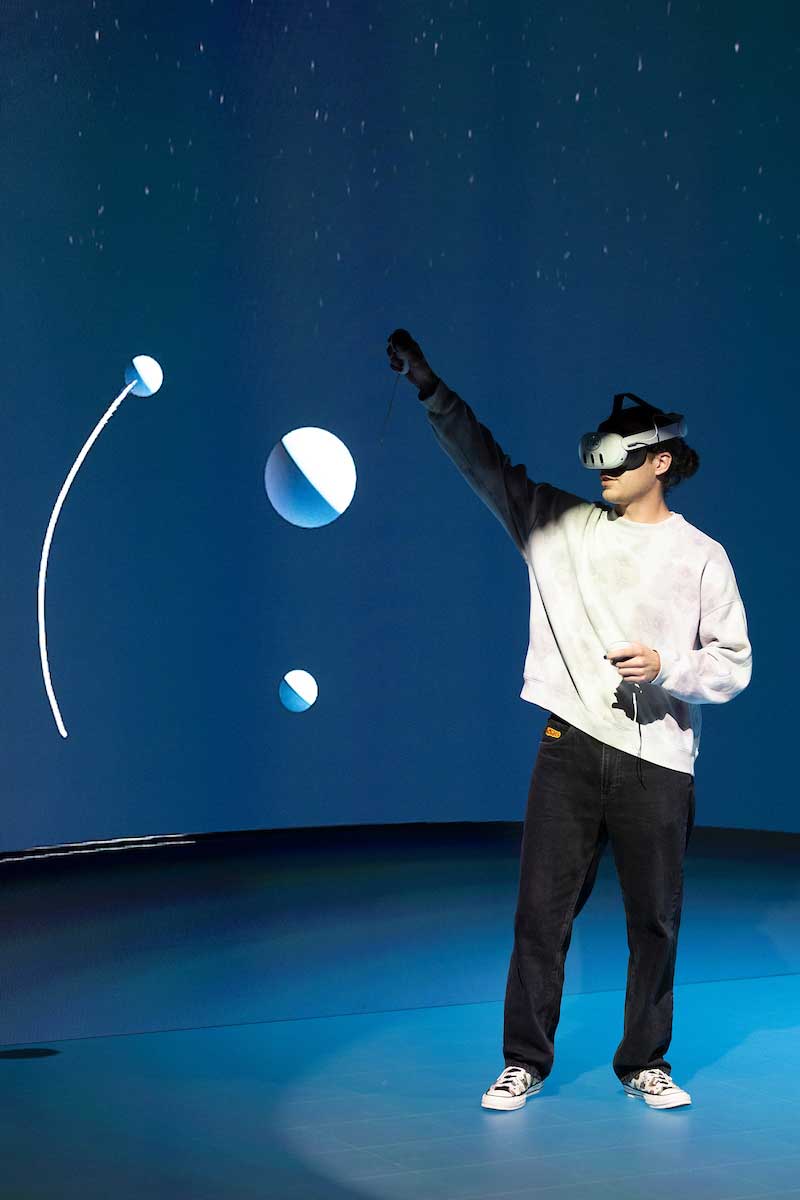 Student using the XR stage in the Immersive and Reactive Lab at the Richard M. McVey Building