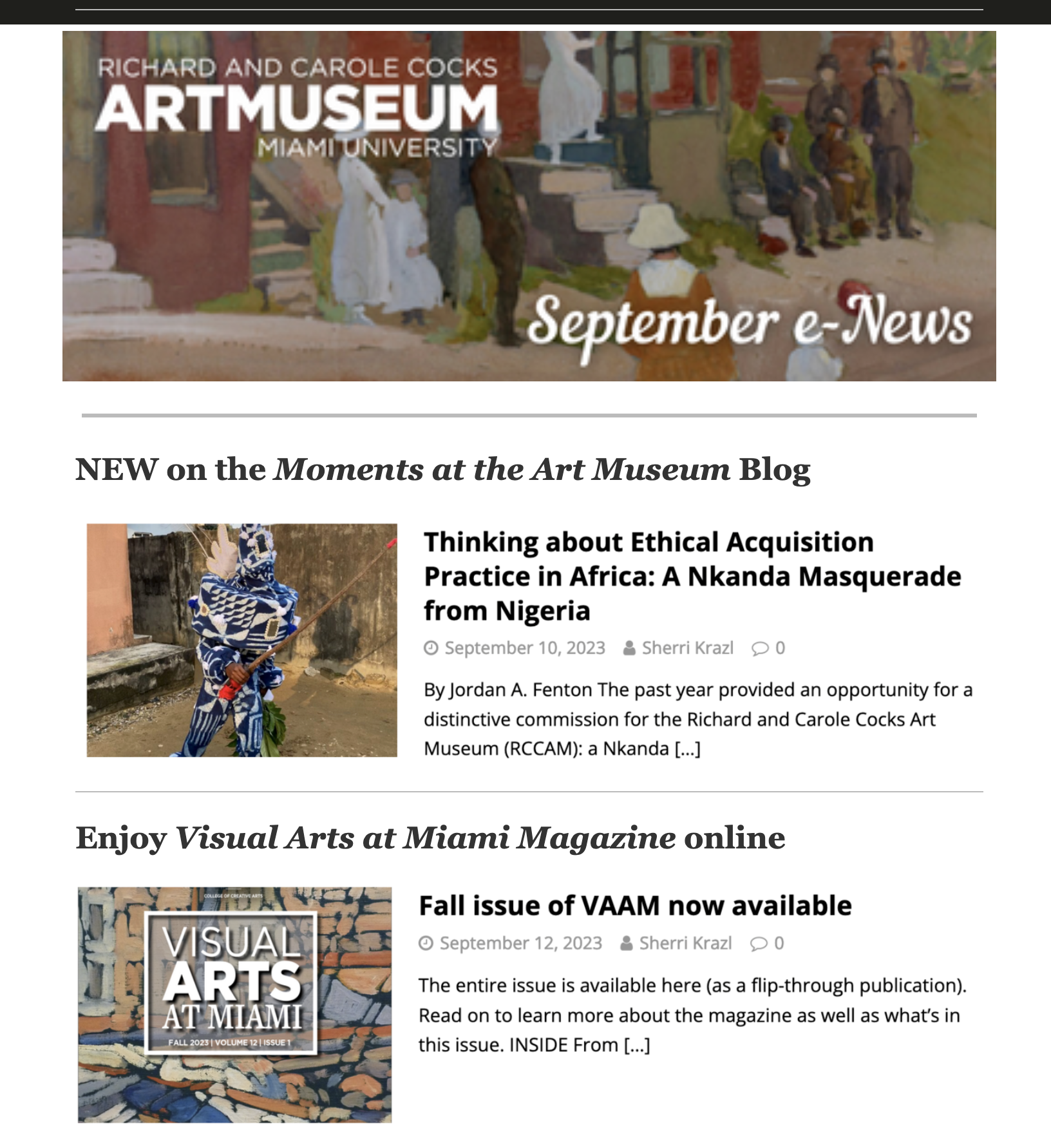 Photo of museum front with the New Exhibitions Opening Aug 22