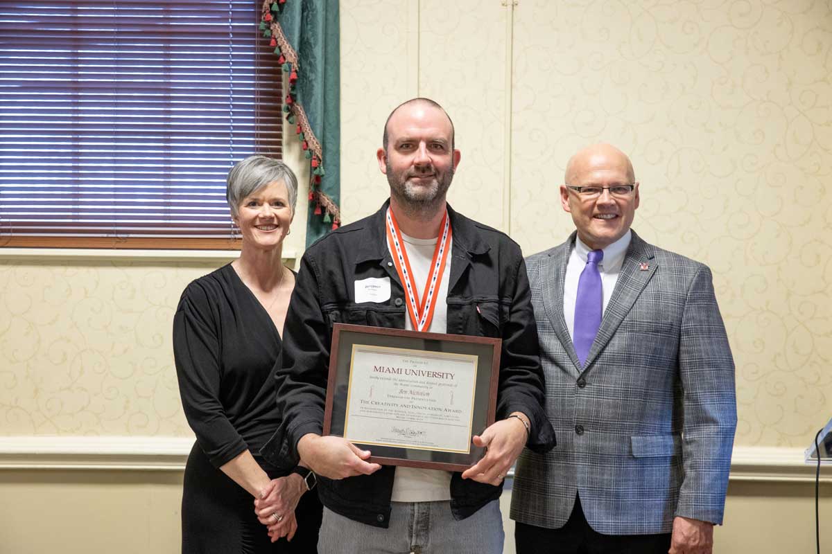 Along with a certificate from President Crawford, Ben Nicholson received a medal in recognition of creativity and innovation.