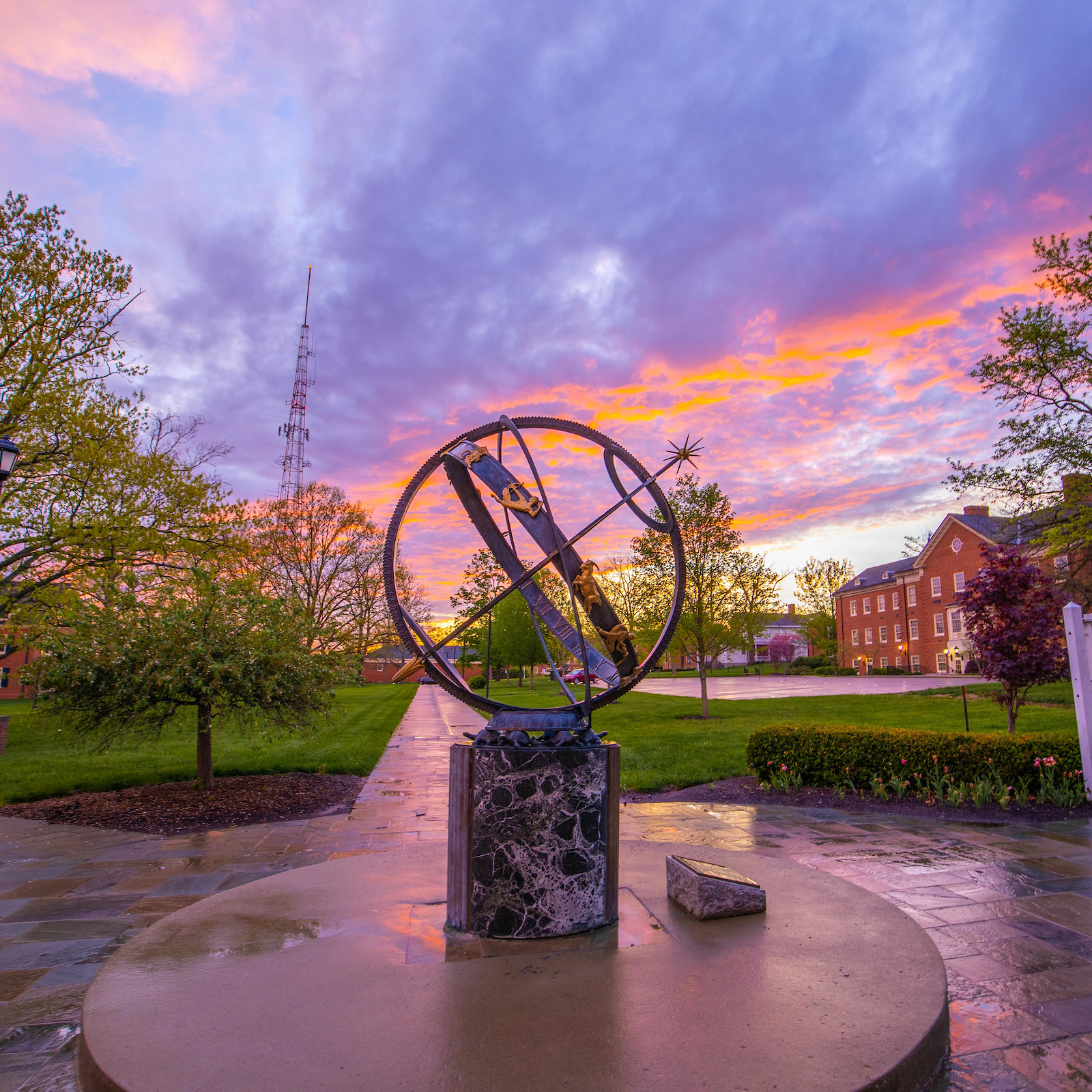 sundial during sunset