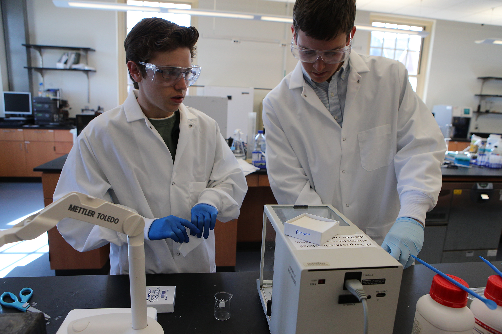 Two male students working on a CPB lab project together