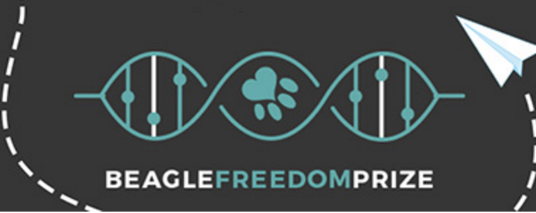 logo of Beagle Freedom Prize a paw print inside a triple helix