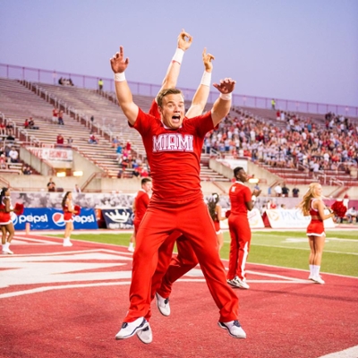 Trevor Hayes, Myaamia student and Miami University cheerleader