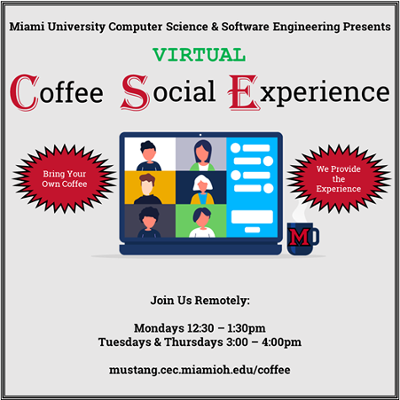 CSE virtual coffee social experience flyer