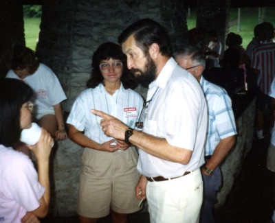 Dr Chris Peterson talking with students