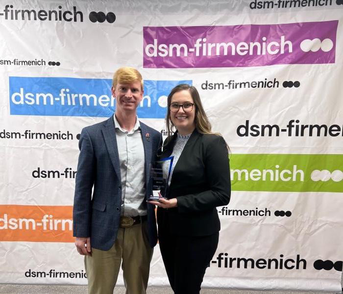 Lexie Adams ’21 and Dr. J. Andrew Jones at the DSM-firmenich award ceremony in Columbia, Maryland.