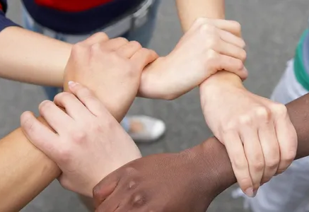 Interlocking hands representing many races