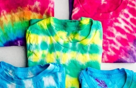 Different colored tie-dyed shirts