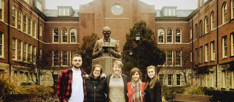 Discovery Center Research Assistants in front of McGuffey Hall