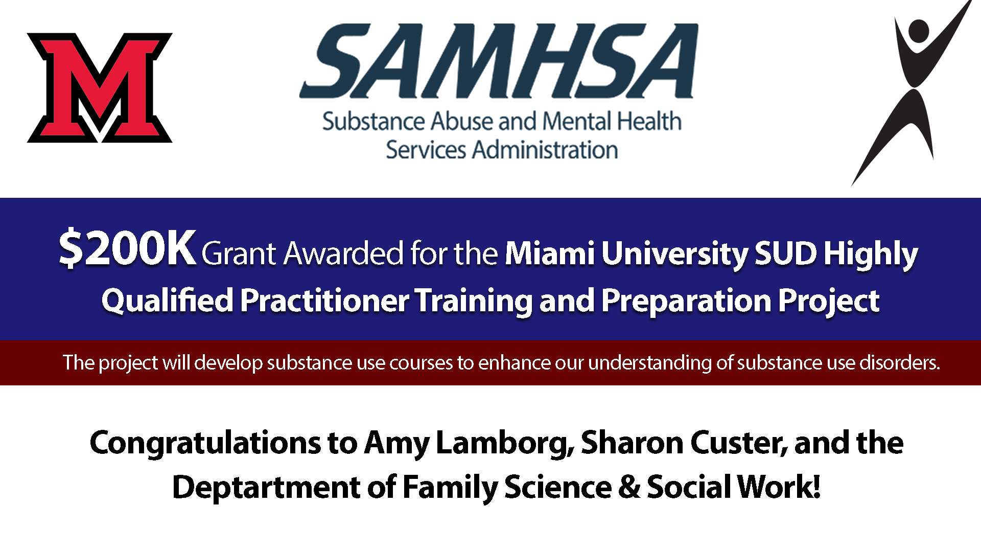 $200 Grant Awarded for the Miami University SUD Highly Qualified Practitioner Training and Preparation Project