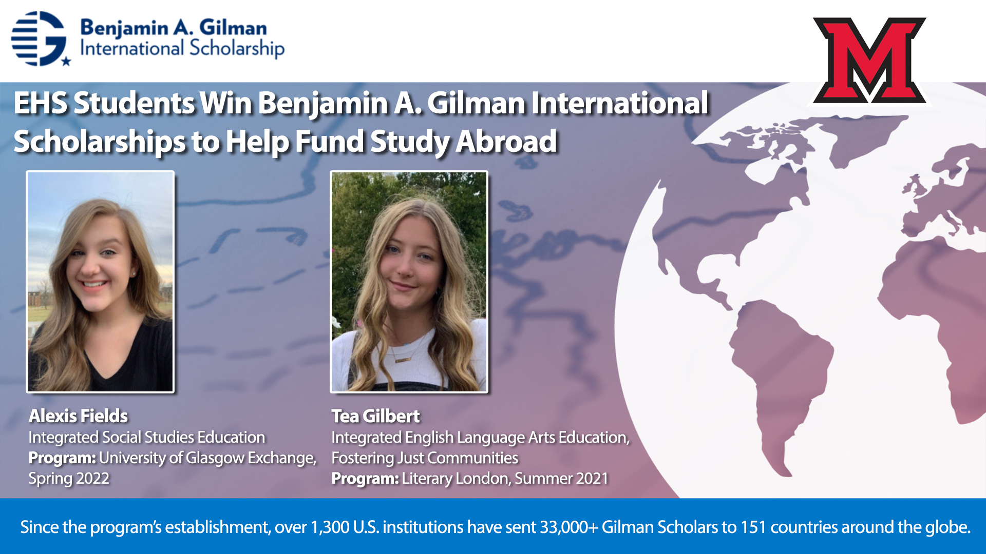 EHS students win Benjamin A Gilman International Scholarships to help fund study abroad