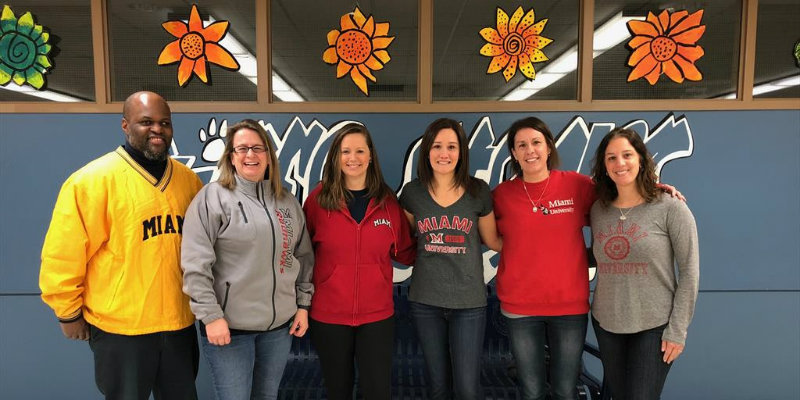 Our Miami Alums from left to right: Reggie Holland '94, Ann Feichter (Proudfoot) '98, Lisa Schmach (Butler) '02, Jennifer McHugh '94, Angela Magnes (Dinallo) '01