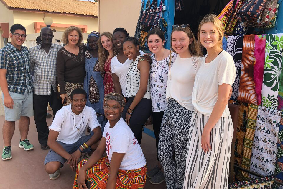 ehs students taking photo on their study abroad trip in Gambia