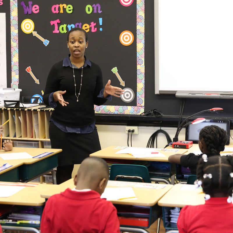 teacher in front of a classroom