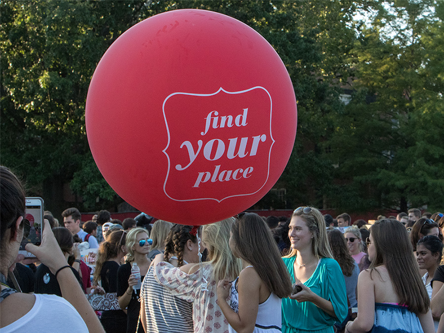a balloon that says Find Your Place