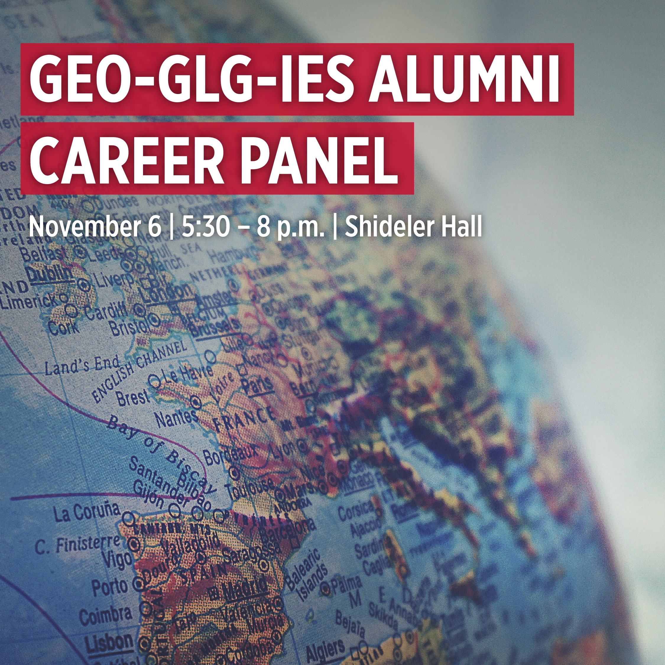 GEO-GLG-IES Alumni Panel on November 6 from 5:30 – 8 p.m. at Shideler Hall
