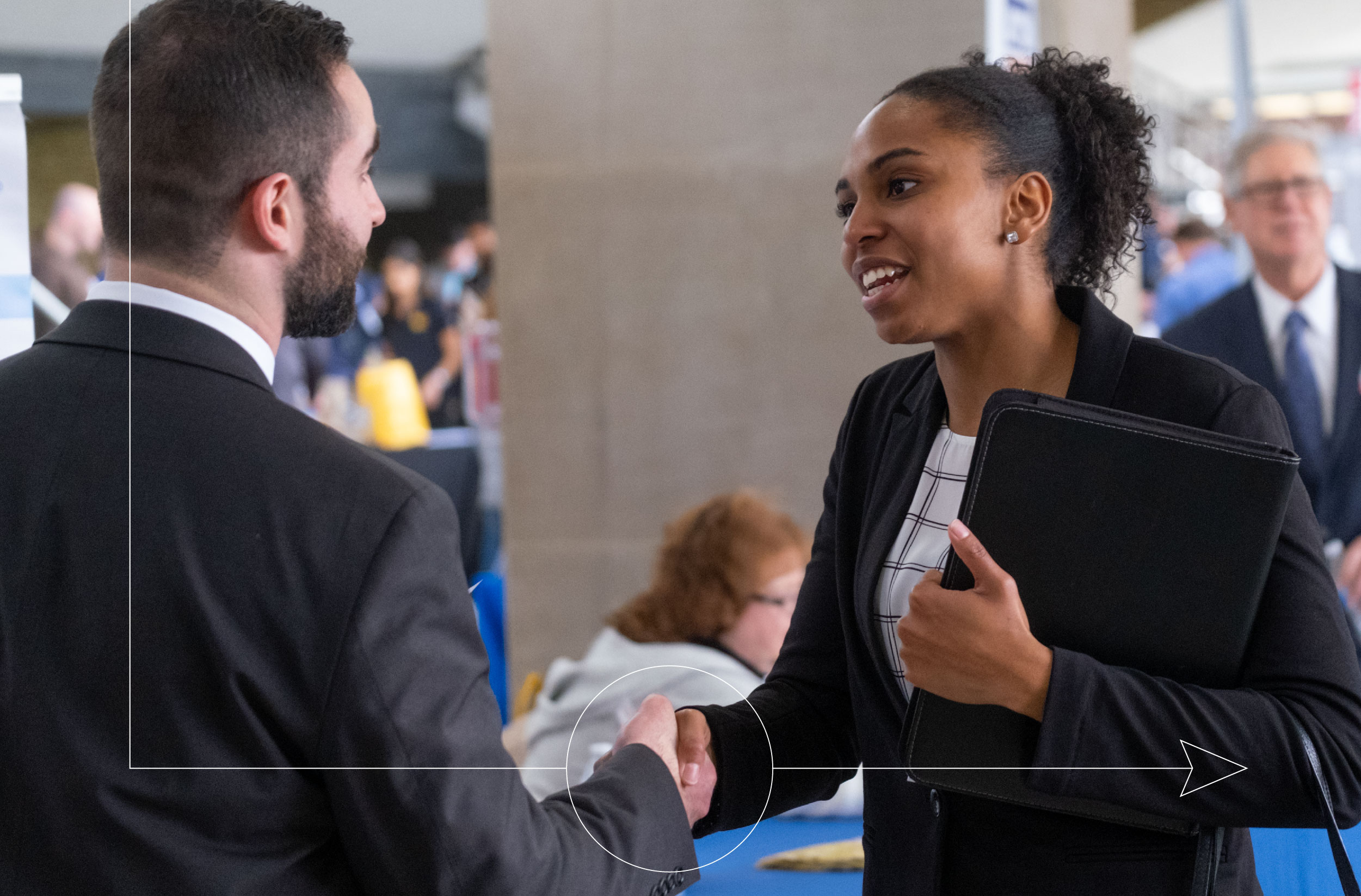Photo of student shaking hands with employer