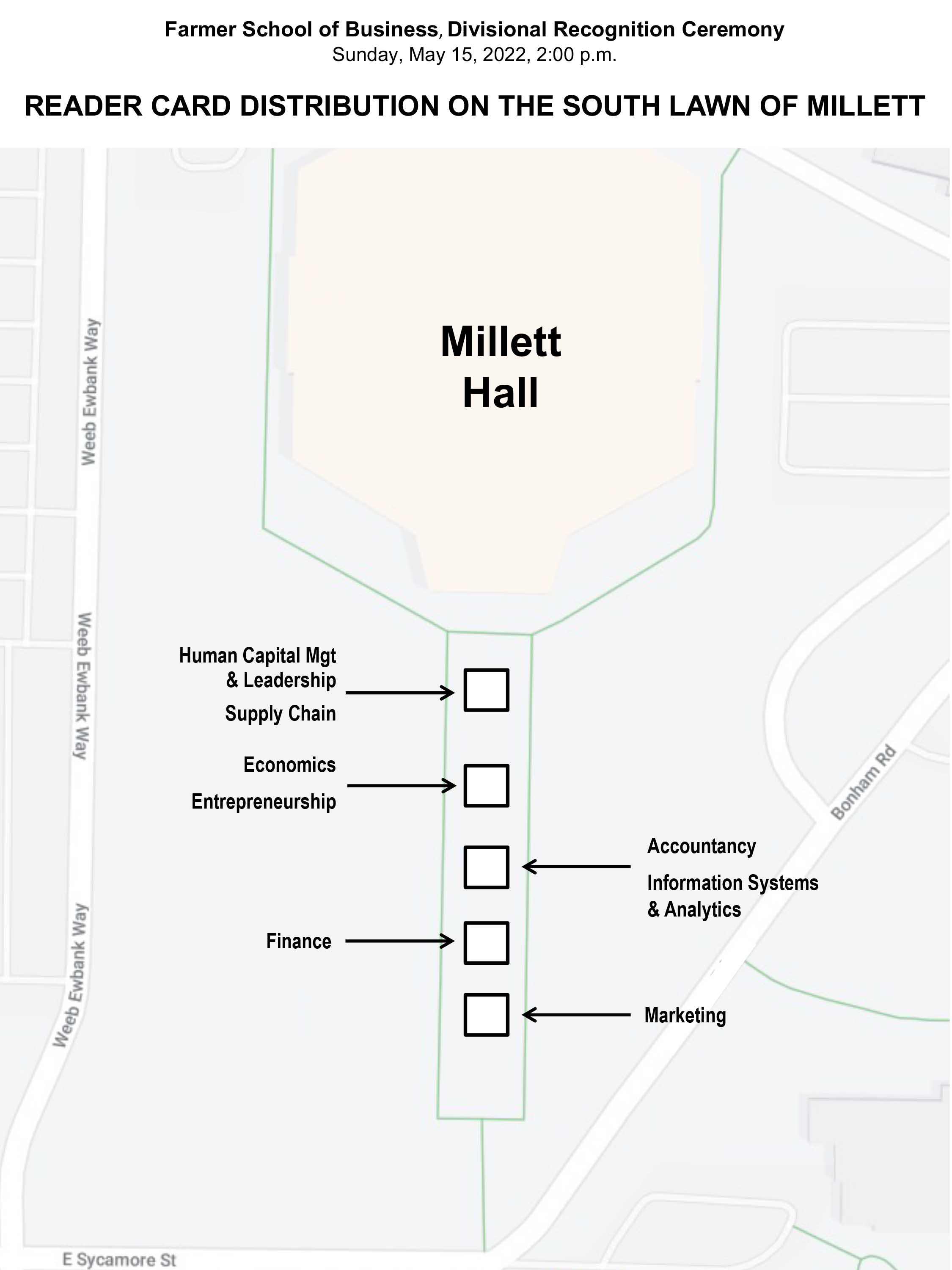 Tent locations for reader card distribution