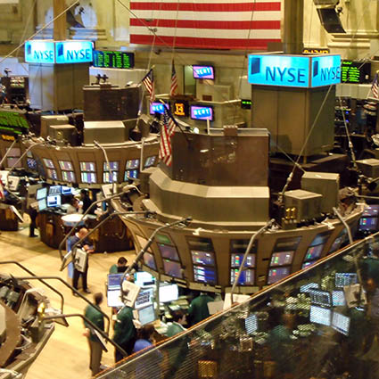 Generic photo of trading floor and big board