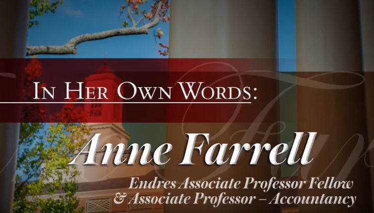 Anne Farrell, Endres Associate Professor Fellow of Accountancy, talks about what makes the Farmer School different. Video here: 