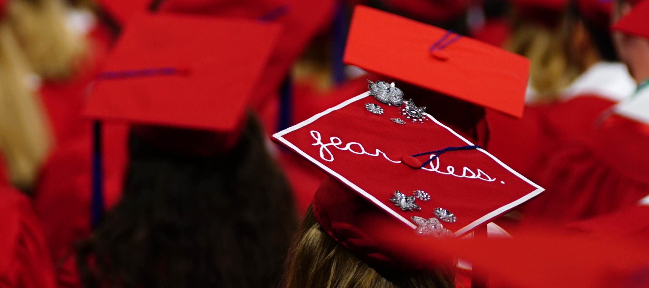  Graduation cap that reads "Fearless"
