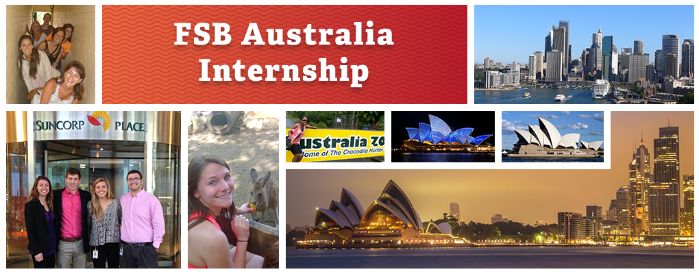 FSB Australia Internship - a photo collage of scenic photos of Australian landscapes and groups of students