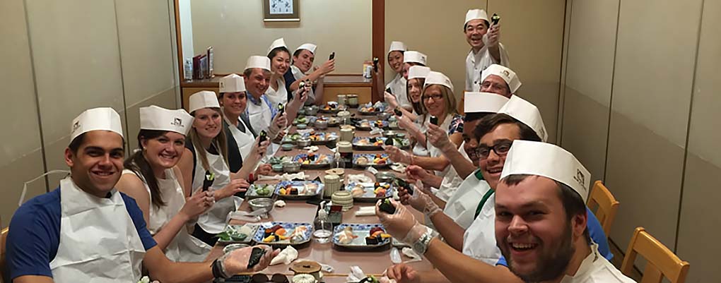  Class takes in some sushi during supply chain tour
