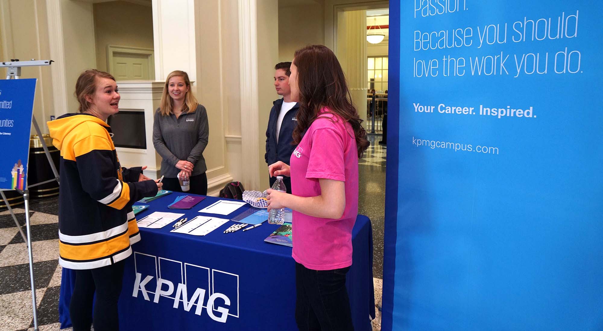 Students meet with KPMG employees at the KPMG picnic