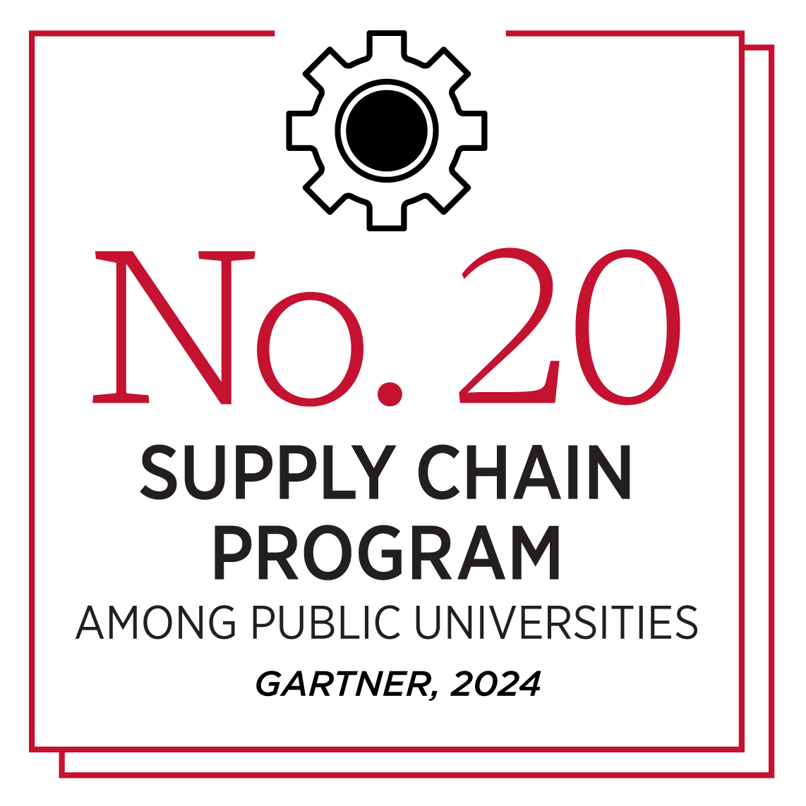 number 20 supply chain program among public universities gartner 2024 ranking badge
