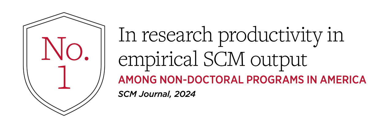 number 1 in research productivity in empirical scm output among non-doctoral programs in the america bade