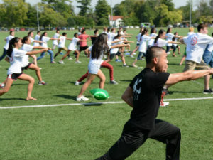 A Kung Fu instructor showing how to punch at Chinese Festival.