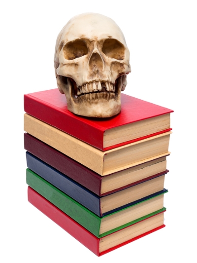 books with scull of brain