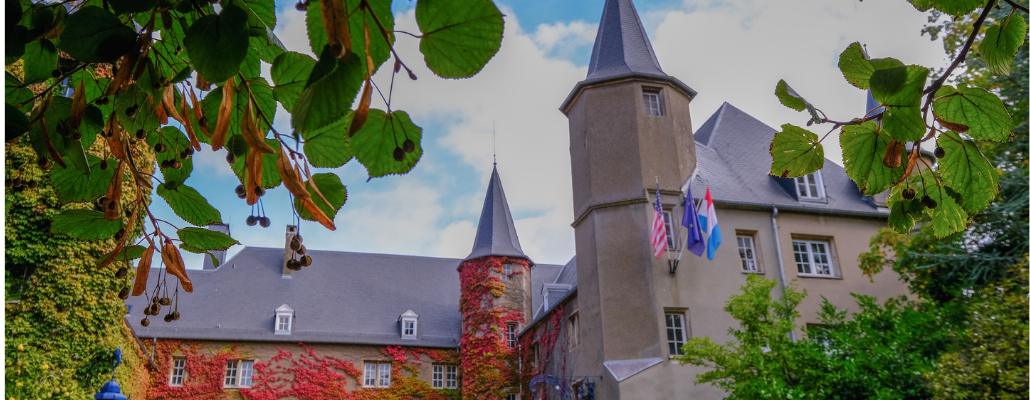 a photo of the chataeu, an old castle that makes up the Luxembourg campus