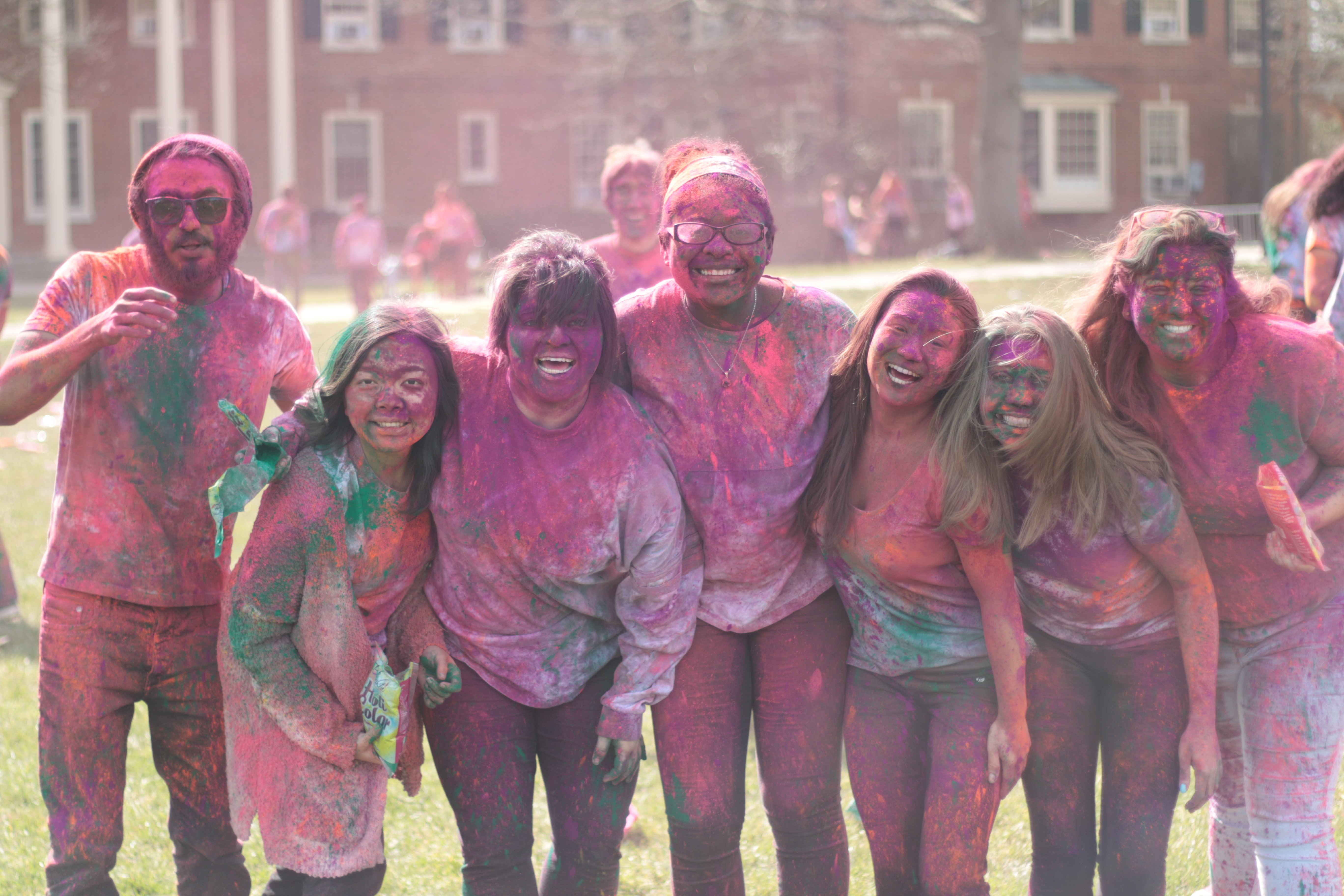 Angel and her friends celebrate Holi with a colorful celebration.