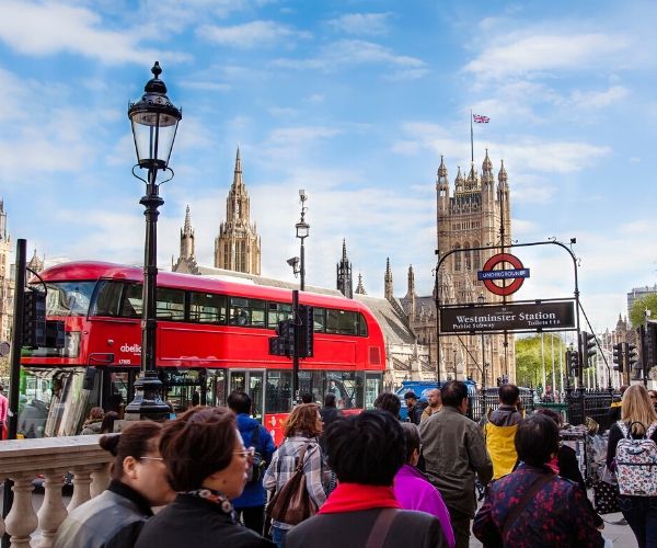 crowded street in London