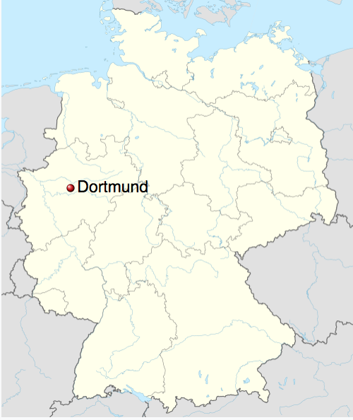 Map showing location of Dortmund in Germany