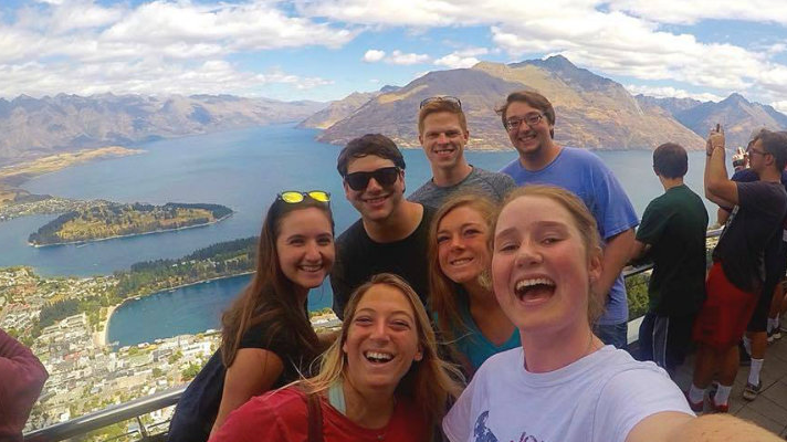  Student group takes a selfie in New Zealand