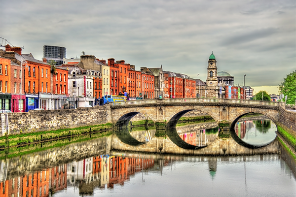 View of the Mellows Bridge in Dublin