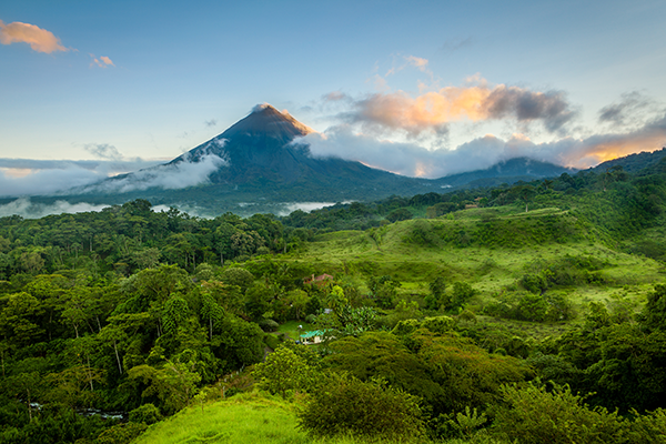 Distant mountains and jungle in costa rica
