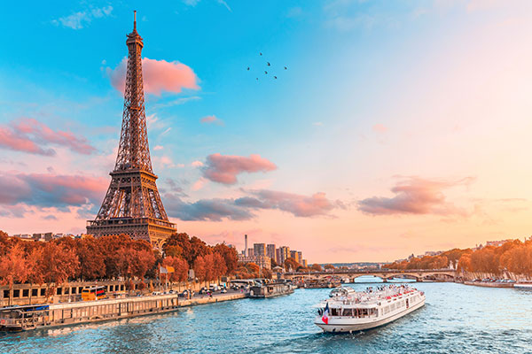 Eiffel Tower and surrounding Parisian landmarks