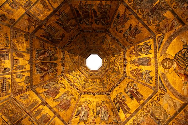 gold domed ceiling of a church