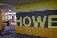Entrance to and sign for Howe Writing Center